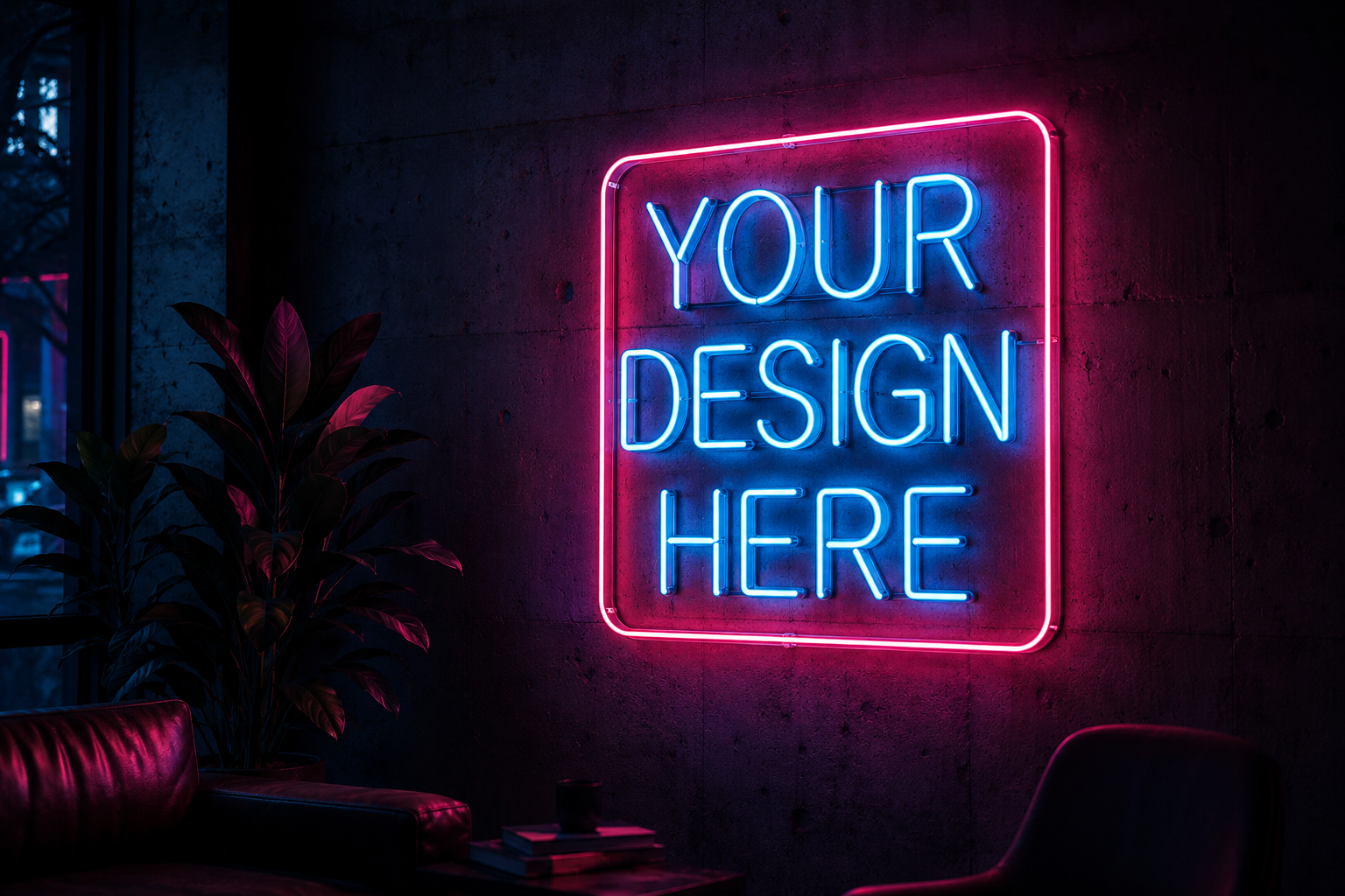 Letreiro em neon personalizado em ambiente premium